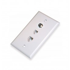 AV353: CAT5E+Tel (RJ12)+F-81 Jack wall plate