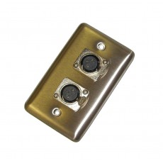 CAT-2MXLR: Dual XLR Female Metal Stainless Steel wall plate