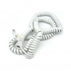 TC6014-15: 15FT Handset TEL Coiled Extension cord, White