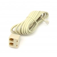 TC6017-25: Splitter with 25FT TEL Line  Extension cord, Ivory,Wh