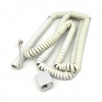 TC6021: Coupler with 15FT,25FT TEL Line Coiled Extension cord, W