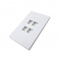 CAT503S-4: Screwless 4 Port Keystone Jack Wall Plate -White