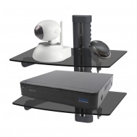 PPA049-02: Double Glass Shelve Wall Mount for Home Hi-Fi system