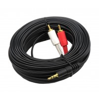 CA1075: 3FT TO 50FT, GOLD 2RCA PLUG TO 3.5mm STEREO CABLE